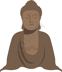 泰国佛牌白色背景上的冥想艺术佛教徒宗教黑色健康上帝精神寺庙文化插画