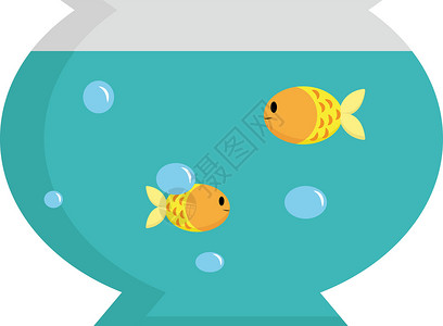 金鱼缸的素材鱼在白色背景上插画