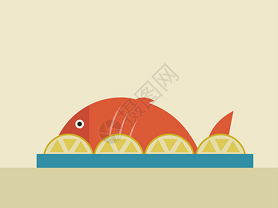 海鲜白底有柠檬的鱼 插图 白底矢量食物海鲜蓝色动物旅行海洋钓鱼游泳热带绘画插画