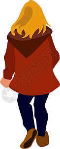穿红色夹克 插图和白色背景的矢量的女孩背景图片