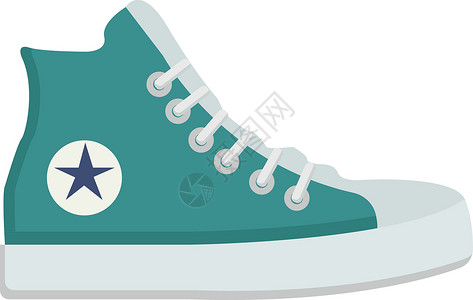 白色背景上的蓝色运动鞋插画矢量草图运动红色训练跑步黑色鞋带绿色青年艺术设计图片