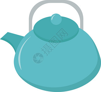 白色背景上的蓝色茶壶插画矢量插图厨具食物咖啡咖啡店陶瓷艺术卡通片制品烹饪背景图片