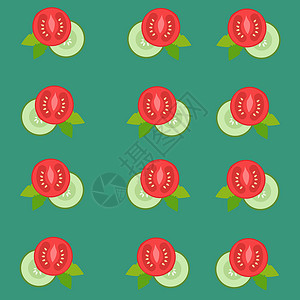 黄瓜矢量番茄壁纸 插图 白色背景的矢量设计图片