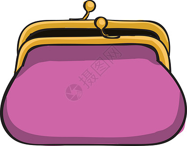 钱包矢量粉色钱包 插图 白色背景的矢量设计图片