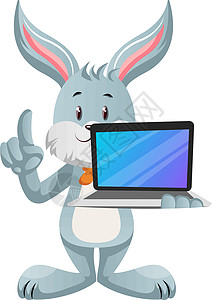 带笔记本的兔子 插图 白色背景的矢量背景图片