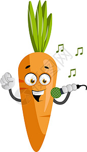 水果音乐素材带麦克风 插图 白底矢量的胡萝卜设计图片