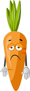 白色背景上的悲伤胡萝卜插画矢量健康漫画插图食物背景图片