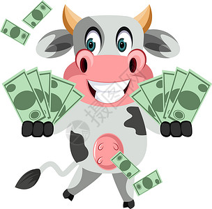 奶牛有金钱 插图 向量 在白色背景背景图片