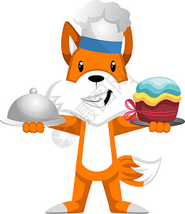 狐狸烹饪 插图 白背景的矢量背景图片