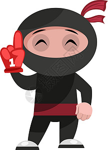 带红色手套的忍者 插图 白色背景的矢量背景图片