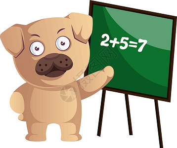 Pug 做数学 插图 白背景矢量背景图片