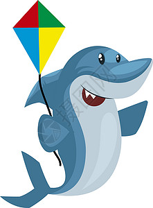 带飞风筝 插图 白背景矢量的鲨鱼背景图片