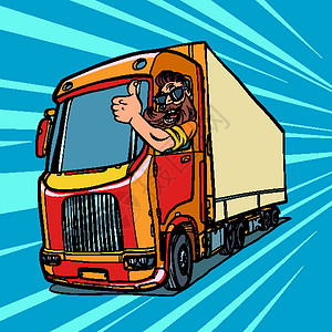 瞅你咋地卡车司机 留胡子的男人对你竖起大拇指商业商品日落男性货代运动货运工人劳动输送设计图片