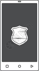 手机主题盾防病毒卫士安全矢量艺术插图警卫电话徽章背景图片