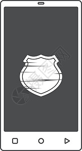 手机主题盾防病毒卫士安全徽章插图警卫艺术电话矢量背景图片