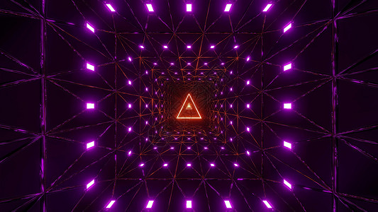 三角铁丝网设计 3D插图背景壁纸渲染墙纸3d紫色运动橙子三角形隧道背景图片