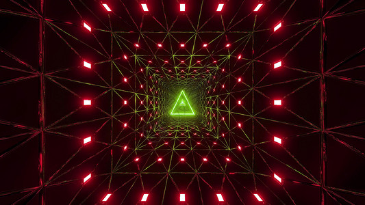 三角铁丝网设计 3D插图背景壁纸绿色隧道墙纸红色运动渲染三角形3d背景图片