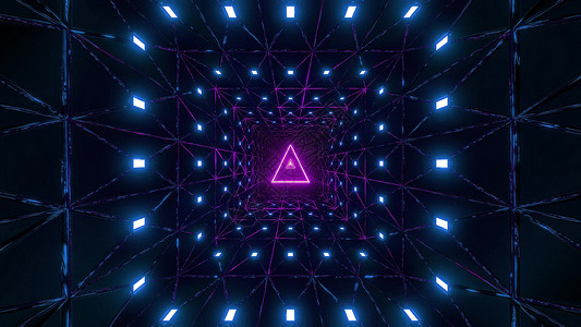 三角铁丝网设计 3D插图背景壁纸渲染隧道紫色粉色三角形3d运动蓝色墙纸背景图片