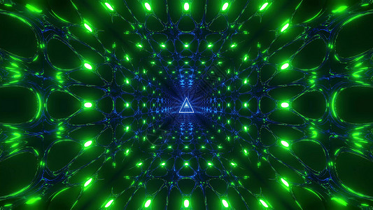 三角铁丝网设计 3D插图背景壁纸蓝色隧道三角形绿色3d渲染运动墙纸背景图片