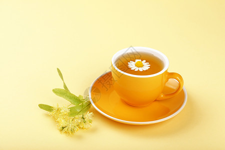 菩提树茶黄色的健康高清图片