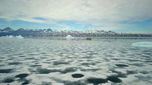 海拉多斯格陵兰冰山游大洋雪峡湾海洋太阳天空旅游背景