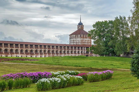 科泽尔斯基俄罗斯修道院天空石头地区旅行地标纪念碑建筑学宗教堡垒画廊背景