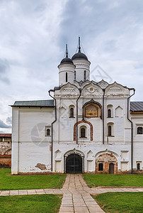 别洛泽尔斯基频道俄罗斯修道院白色地标建筑学建筑寺庙历史宗教地区圆顶背景