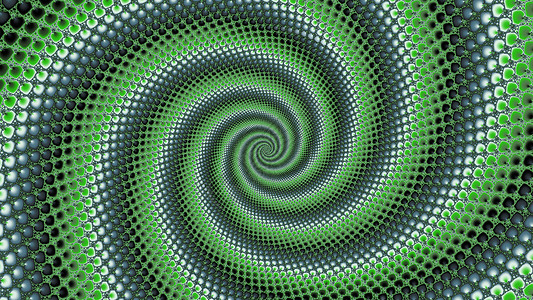 金属绿颜色的分形螺旋递归几何学艺术绿色背景图片
