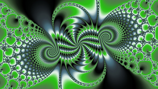 金属绿颜色的分形绿色螺旋几何学递归艺术背景图片