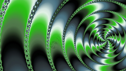 金属绿颜色的分形绿色递归螺旋几何学艺术背景