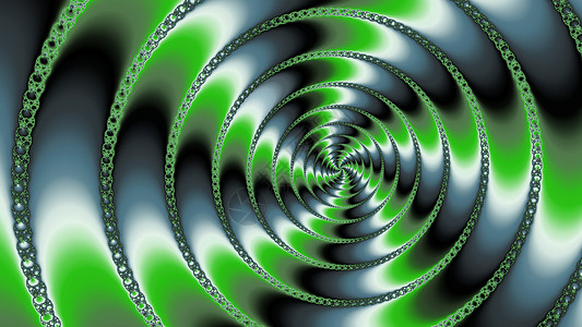 金属绿颜色的分形艺术递归绿色螺旋几何学背景图片