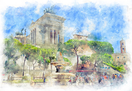 祖父祭坛上的阿拉科利广场景观高清图片