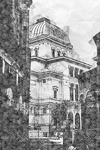 吉卜赛人圣殿照片柱子首都建筑学铅笔墙纸绘画艺术品草图旅游艺术背景图片