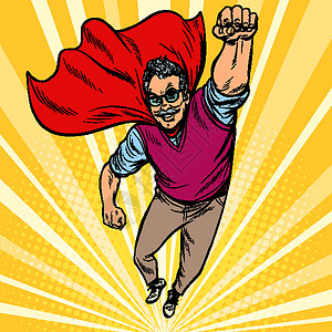 代维男人退休的超级英雄 老年人健康长寿乐趣领导英雄行动超能力快乐卡通片艺术男性漫画插画