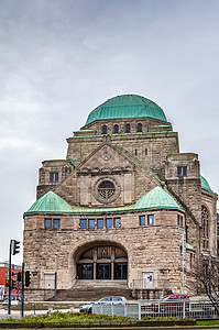 德国Essen老旧犹太教堂城市宗教寺庙建筑吸引力旅游天空地标石头建筑学背景