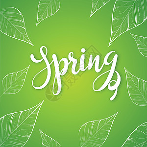 春之春书法 以绿色的绿色背景装饰背景图片