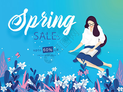 春暖花开美容季广告横幅或海报设计 插画美容图设计图片