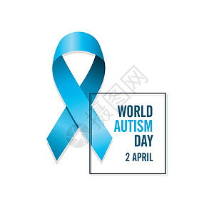 蓝自闭症丝带和日期 国际自闭症意识日背景图片