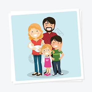 与父母 子女和新生儿的幸福家庭相片背景图片