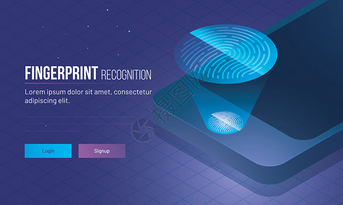 指纹识别概念登录或注册页面与 iso背景图片