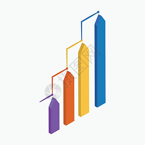 3D 多色生长条形图解元素的等量说明背景图片