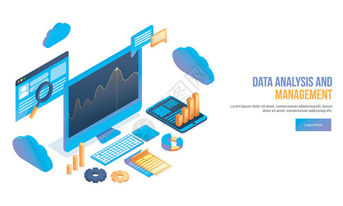 网页图基于数据分析和管理概念的 3D 插图 des组织网页桌面公司信息展示图表商业条状职场设计图片