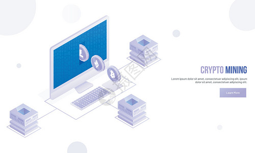 考古挖掘海报基于加密挖掘概念的等距设计3d 桌面连接网络用户金融网页电脑横幅数据矿业处理器键盘设计图片