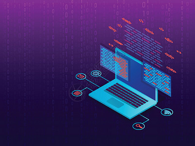 紫色干花素材图编码和编程概念 膝上型计算机的等量图网站数据技术反应开发商屏幕笔记本程序员代码公司设计图片