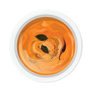 碗中喀拉拉邦椰子酸辣酱的顶视图插画