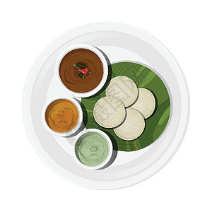 喀拉拉邦喀拉拉-伊德利菜的顶端景色 上面有桑巴和楚特尼插画
