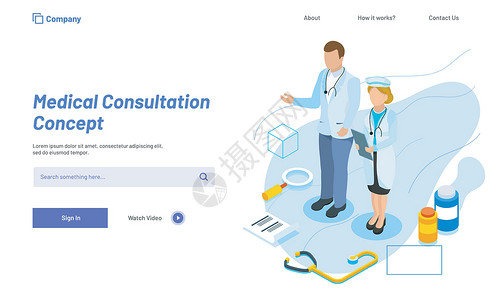 一屏式网站基于医疗咨询概念的响应式网页模板文档设计图片