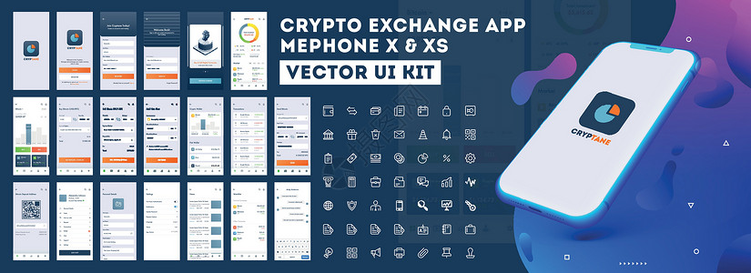 具有差异的响应式移动应用程序或网站的加密应用程序 UI 套件技术社交投资反应互联网贸易界面交换商业服务背景图片