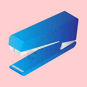 粉红色背景中 3d 风格的蓝色订书机背景图片