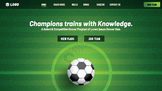 足球锦标赛网站或移动应用程序着陆网页设计设计高清图片